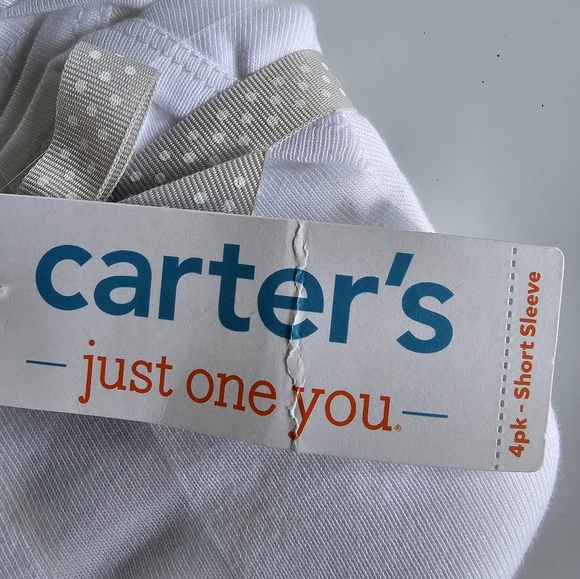 Carter's short sleeve 4pk Newborn bodysuit- white - Picture 4 of 5